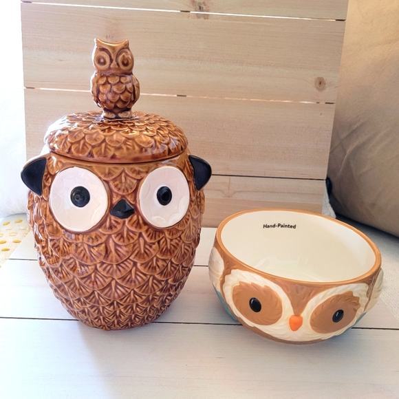 Pier 1 Other - Pier 1 Imports Ceramic Stoneware Jar & Owl 🦉 Bowl